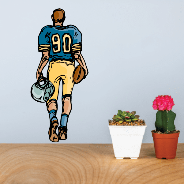 Image of Football Player Wall Decal - Vinyl Sticker - Car Sticker - Die Cut Sticker - CDSCOLOR225