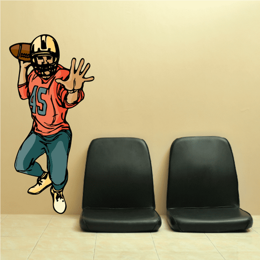 Image of Football Player Wall Decal - Vinyl Sticker - Car Sticker - Die Cut Sticker - CDSCOLOR234