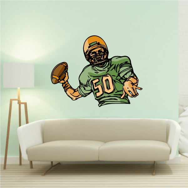Image of Football Player Wall Decal - Vinyl Sticker - Car Sticker - Die Cut Sticker - CDSCOLOR238