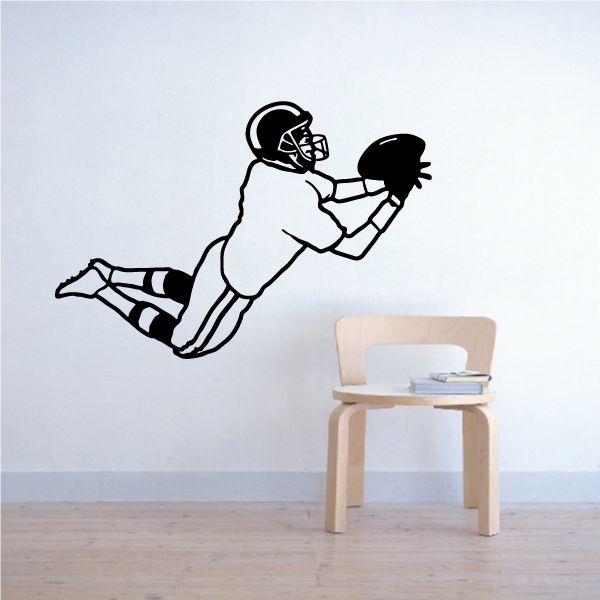 Football wall decal vinyl sticker with black football player reaching pose