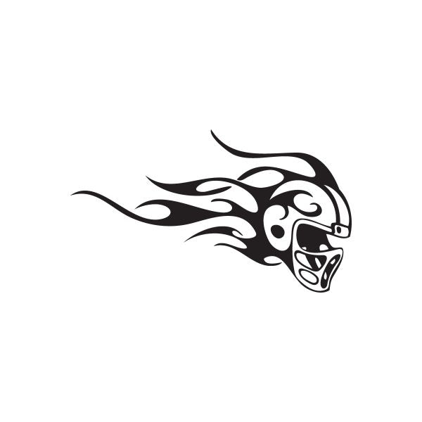 Football wall decal with stylized black football helmet and flame graphics