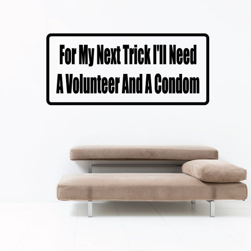 Wall decal: rectangular black-bordered white sticker with bold black text