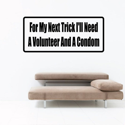 Wall decal: rectangular black-bordered white sticker with bold black text