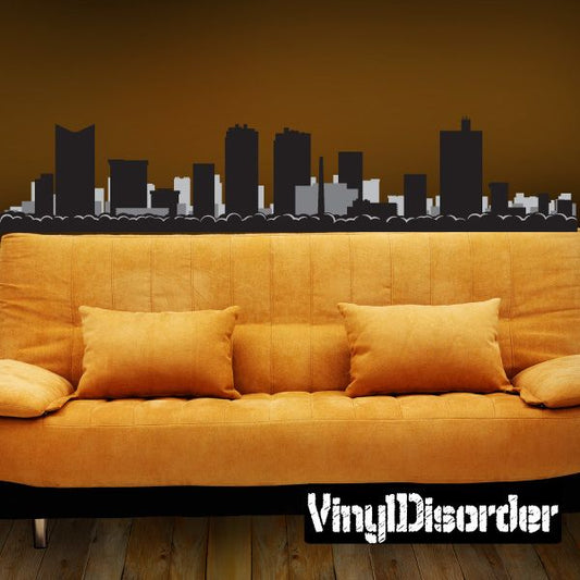 Fort Worth Texas skyline wall decal, dark city silhouette.