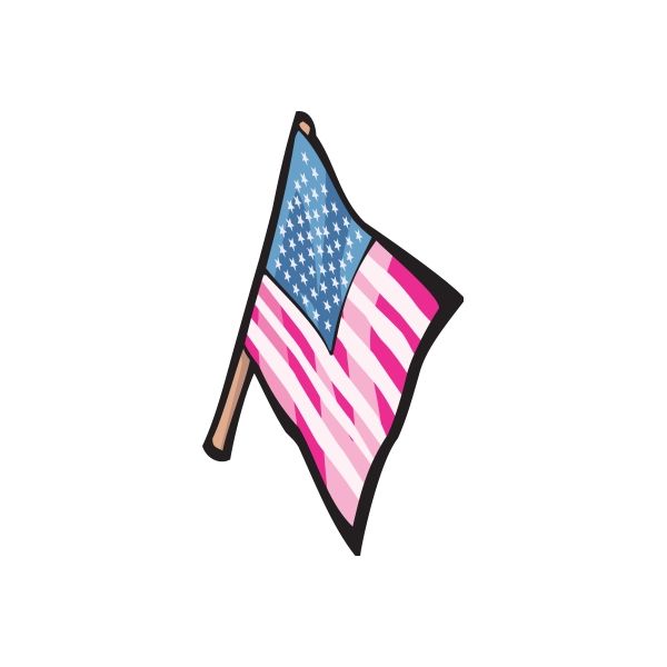 Die-cut Fourth of July vinyl flag sticker with star-and-stripe on pole