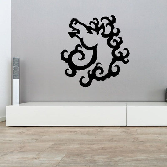 Fractal horse head decal, black ornate ornamental design