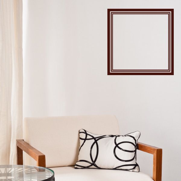 Square vinyl wall decal frame with dark red double border and inner square