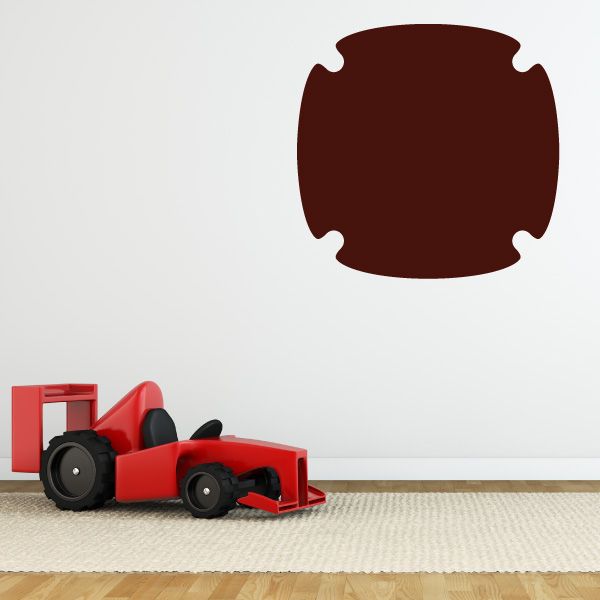 Burgundy vinyl frame wall decal with rounded center and notched edges