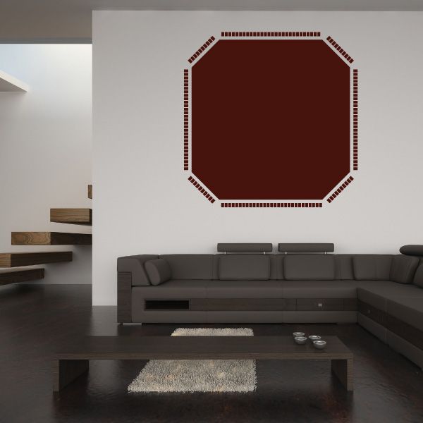 Octagonal vinyl wall decal frame with maroon center and light dot border
