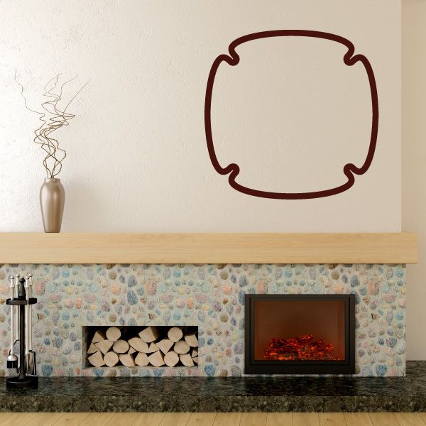Vinyl wall decal frame outline, maroon scalloped border shape