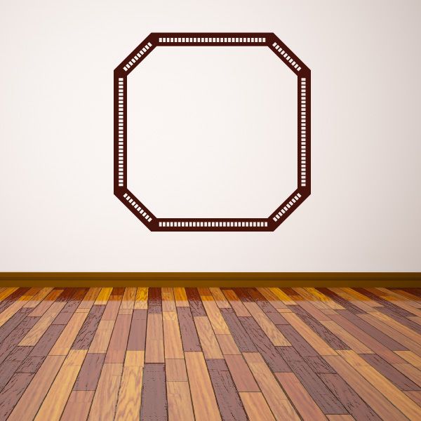 Octagon frame vinyl wall decal with dark brown border and dotted corners