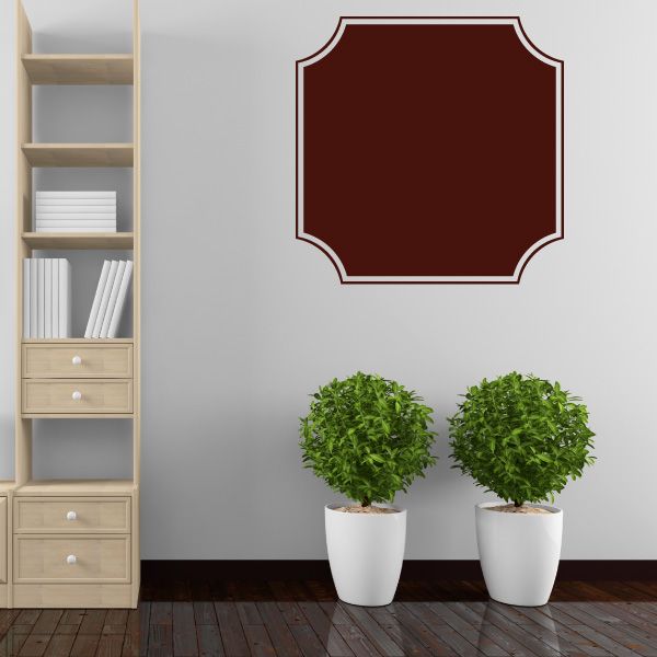 Octagon frame vinyl wall decal with burgundy center and white outline