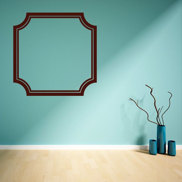 Ornate frame wall decal with burgundy outline and inner border, empty center