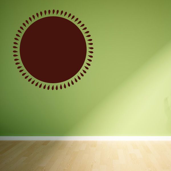 Brown circular vinyl wall decal with dotted ring frame