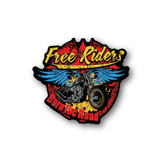 Image of Free RIders Burn the Road Motorcycle Sticker