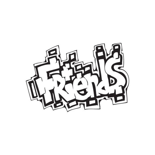 Graffiti decal with black and white stylized text