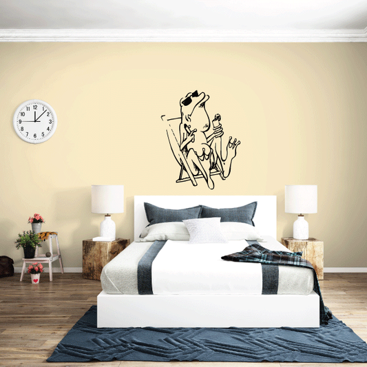 Frog lounging on chairs wall decal