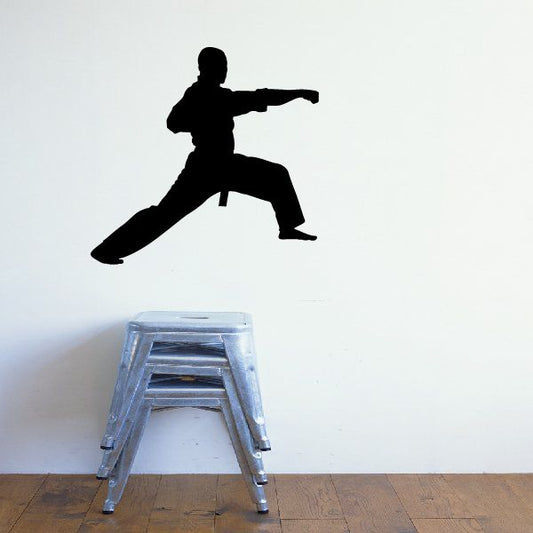 Karate punch decal featuring a black front stance silhouette