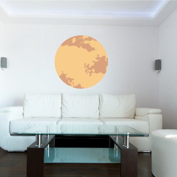 Full moon wall sticker with beige and brown globe-style design
