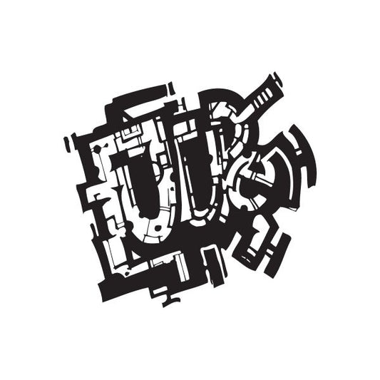 Future graffiti decal, black abstract tag with white highlights
