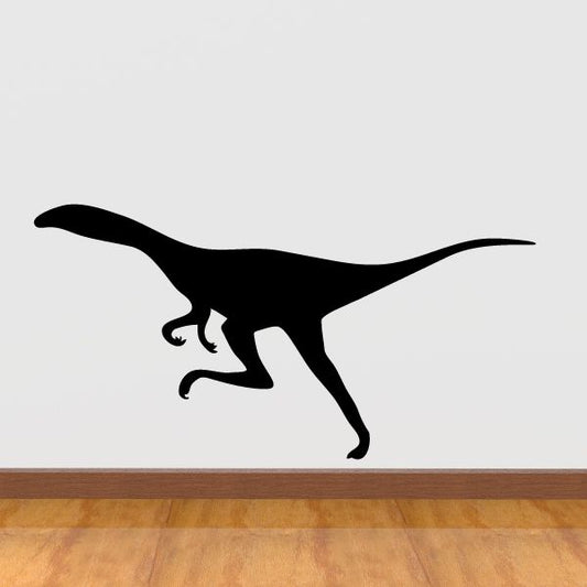 Black Gallimimus dinosaur silhouette wall decal