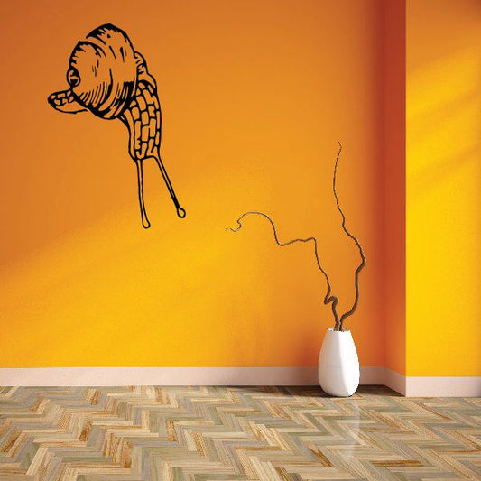 Garden snail wall decal, black line art design