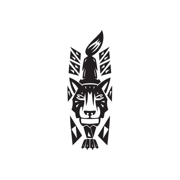 Geometric wolf decal, black angular head and shield shapes