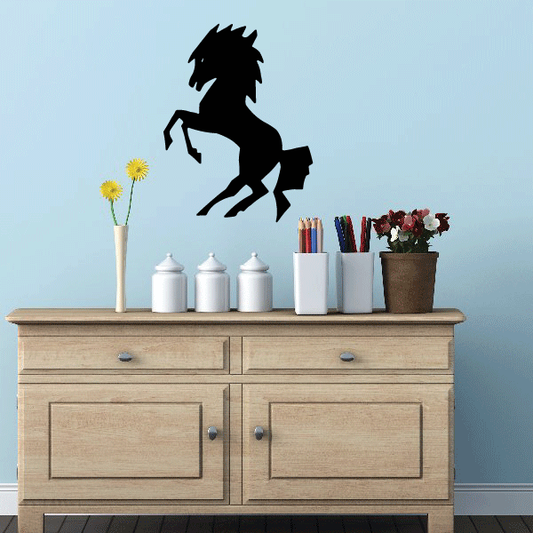 Geometric standing horse wall decal, black silhouette