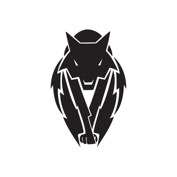 Geometric wolf decal with black geometric sitting wolf silhouette