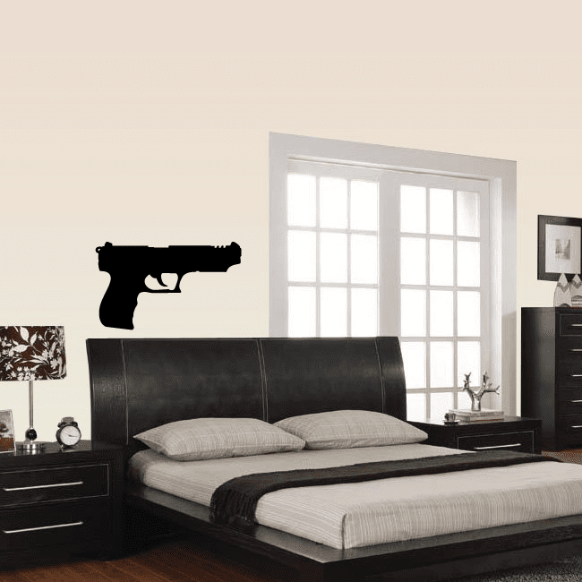 Black semi-automatic pistol wall decal silhouette