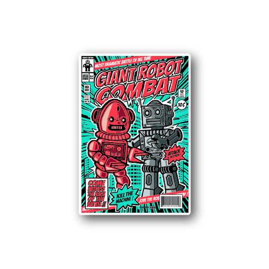 Giant Robot Combat Vinyl Sticker weather-resistant vinyl sticker by VinylDisorder