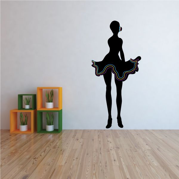 Image of Girl in Colorful Breezy Dress Sticker