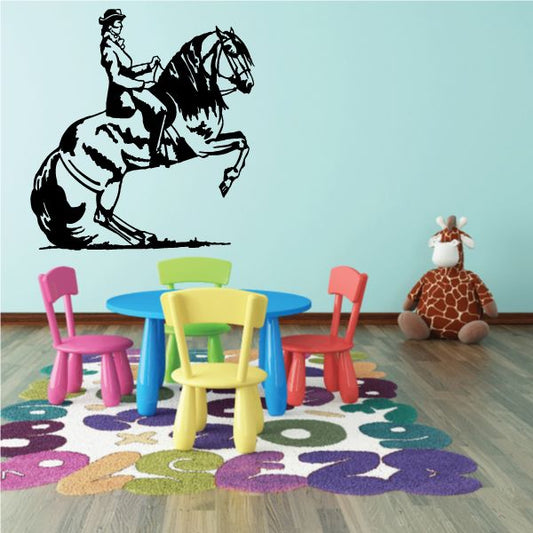 Horse rider wall decal in black on light wall