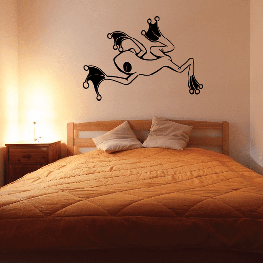 Gliding tree frog wall decal with playful cartoon frog design
