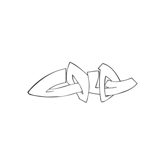 Gold graffiti decal sticker with abstract lightning-style letter shapes