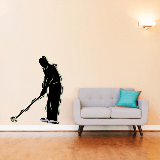 Image of Golfer Wall Decal - Vinyl Sticker - Car Sticker - Die Cut Sticker - CDSCOLOR078