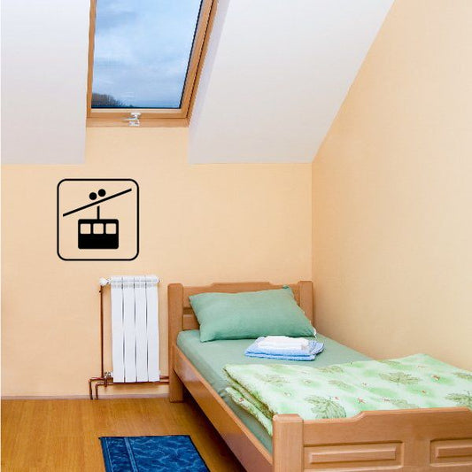 Gondola lift sign decal: black cable-car icon with cabin