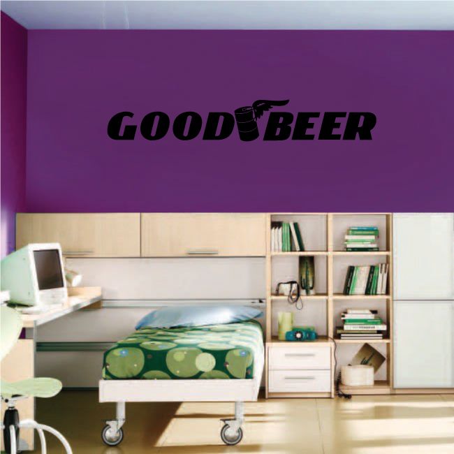 GoodBeer beer decal: bold black GOODBEER letters with beer mug icon