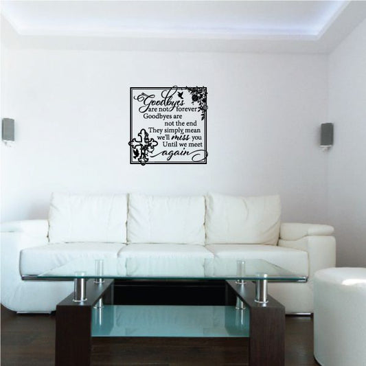 Wall decal with quote text in black and an ornate rectangular border