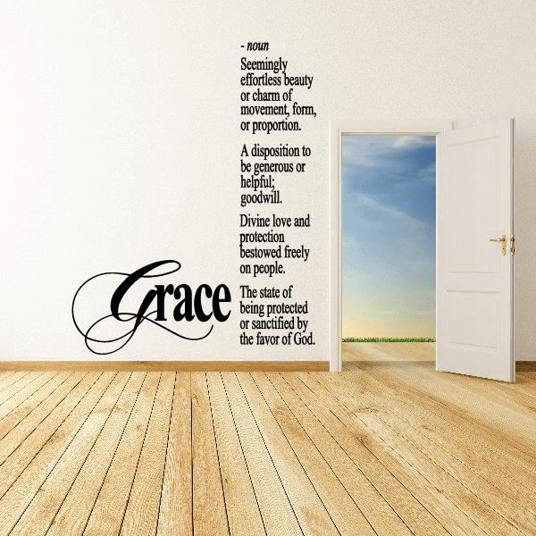 Grace wall decal with black cursive “Grace” lettering