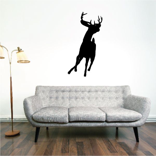 Image of Graceful Deer Buck Dashing Silhouette Decal