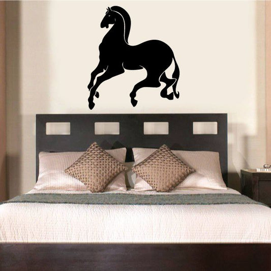 Black horse silhouette decal for wall, rearing on hind legs