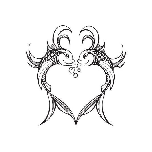 Image of Pisces Fish Heart Decal