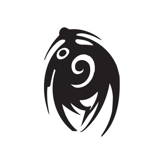 Graffiti swirls decal, black stylized swirl figure with eye and motion lines