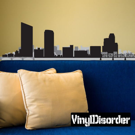 Michigan skyline wall decal with black city silhouette