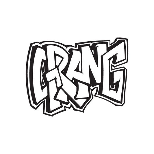 Grang graffiti wall decal with bold black-and-white lettering