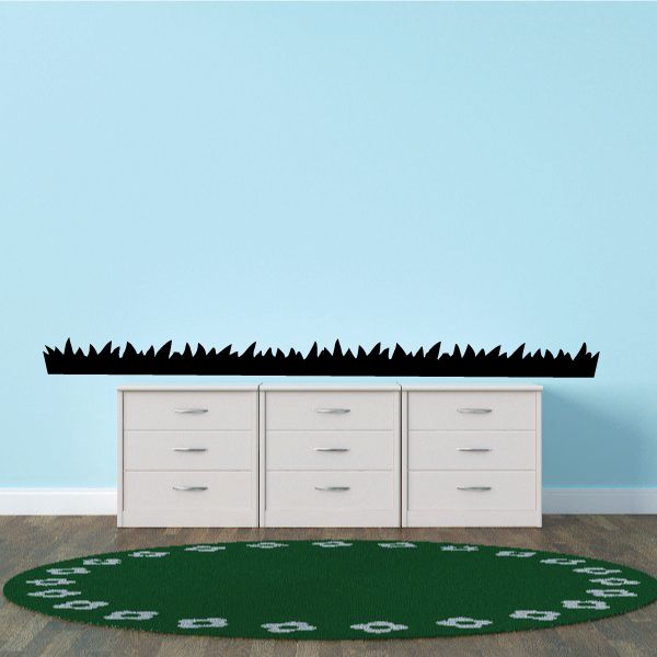 Dark green grass wall decal with scattered light spots, wide border strip design