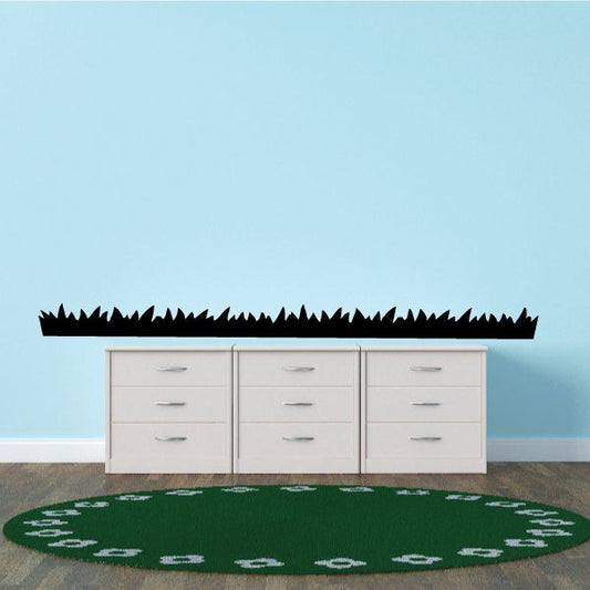 Dark green grass wall decal with scattered light spots, wide border strip design