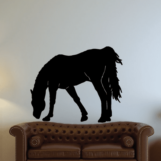 Grazing horse decal, dark silhouette