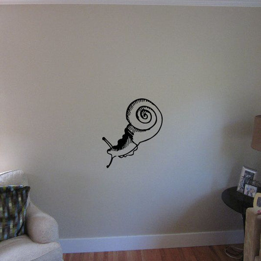 Snail wall decal with spiral shell and antennae